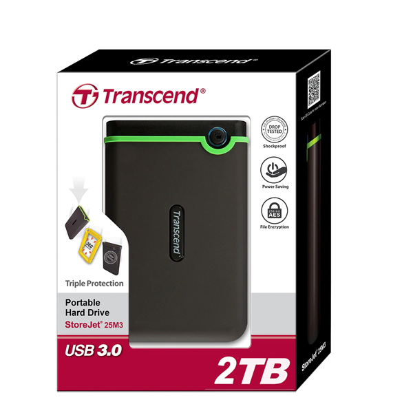 Disque dur externe Anti-choc 2TB Transcend - USB 3.1